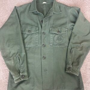 Vintage 1960s US Army Military Shirt Jacket, Men’s Medium